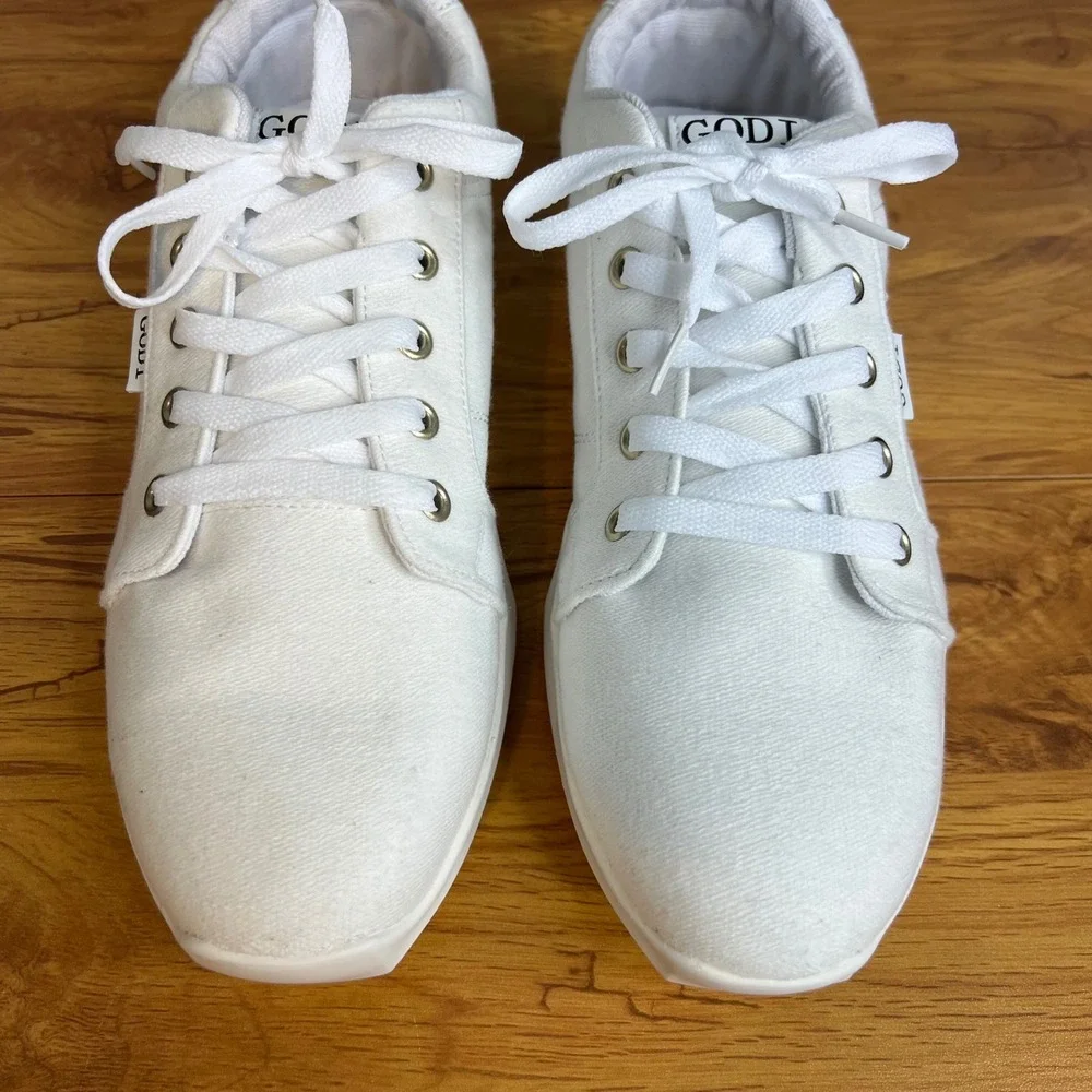 GODI Sneakers Mens 12 White  Low Top‎ Lace Up Casual Shoes Neutral PreppyNEW